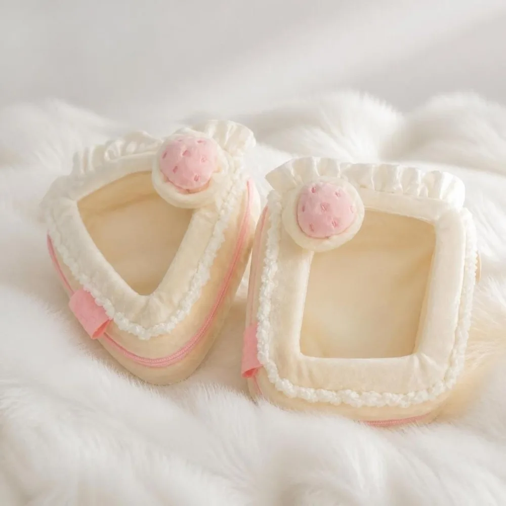 Cute Zipper Closure Display Bag Portable Kawaii Strawberry Cake Bag Sweet Charming Clear Window Storage Pouch Gifts