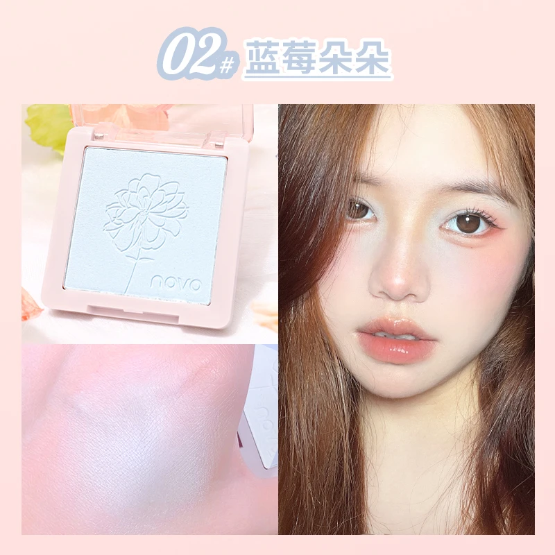 Peachy Pink Soft Matte Face Blush Long-wear Baby Blue Blusher Smooth Shading Powder Neutral Cheek Makeup Korean Style Cosmetics