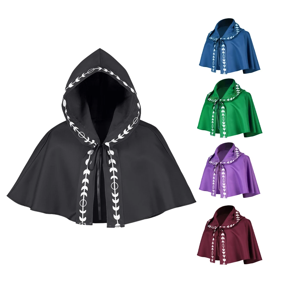 

Medieval Monk Cosplay Costumes Wizard Hooded Cloak Robe Friar Priest Church Cropped Cape Halloween Party Accessories