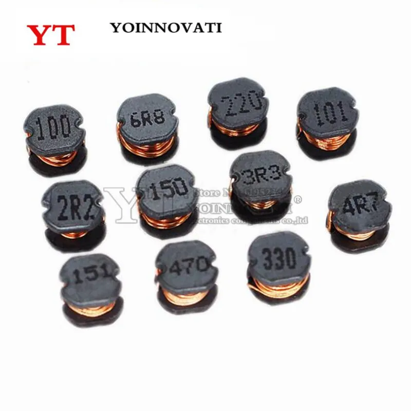 50PCS CD43 SMD Power Inductor 2.2UH 3.3UH 4.7UH 6.8UH 10UH 22UH 33UH 47UH 68UH 100UH 220UH Chip Inductors CD43 Wire Wound Chip