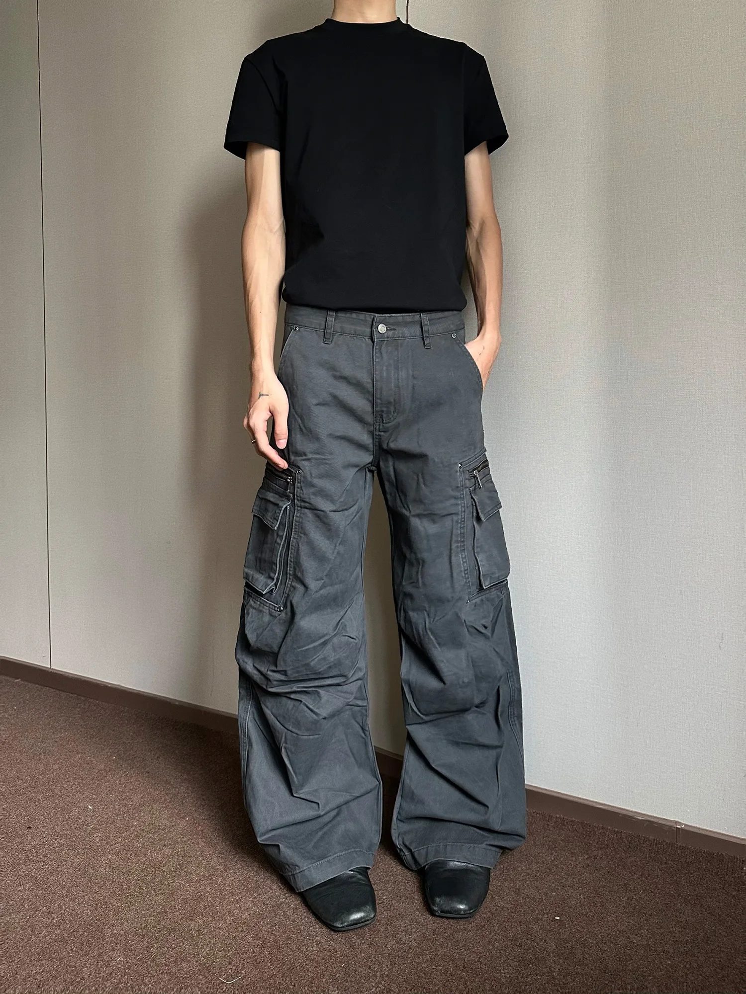 

Широкие плиссированные брюки в американском ретро-стиле Seenlt, повседневные рабочие брюки унисекс, свободный крой, молодежные, стильные