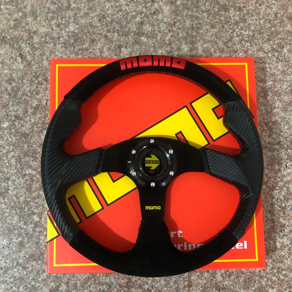 

JDM Drift Universal 14Inch MOMO Racing Steering Wheel Car Carbon Suede JDM Steering Wheel Volantes For VW HONDA TOYOTA BMW