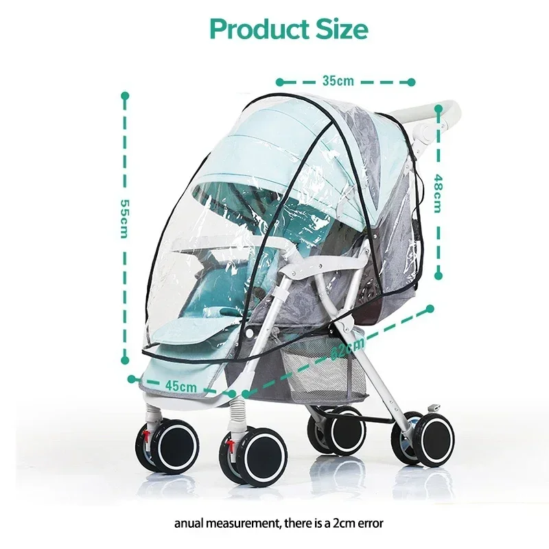 Universeller wasserdichter Kinderwagen-Regenschutz, Kinderwagen-Zubehör, transparenter Wind-Staubschutz, Reißverschluss, offen, für Kinderwagen, Regenmantel – Detail 3