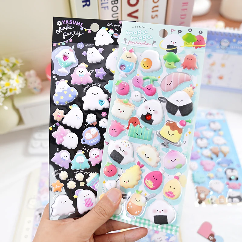 Imagem -02 - Kawaii Sushi Animais Adesivos Noctilucent Puffy 3d Scrapbooking Diário Jornal Papelaria Bonito Álbum Prêmios Presente Pcs