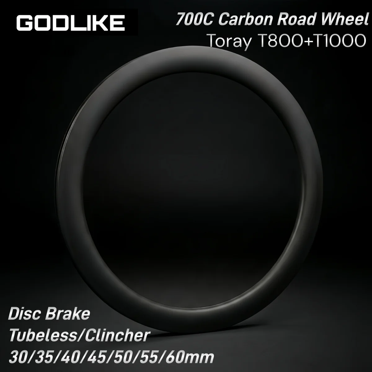 Super Light 700C 28mm 30mm Wide Road Disc Carbon Rims Tubeless Disc Brake Rims 30 35 40 45 50 55 60mm Depth Carbon Road Wheel