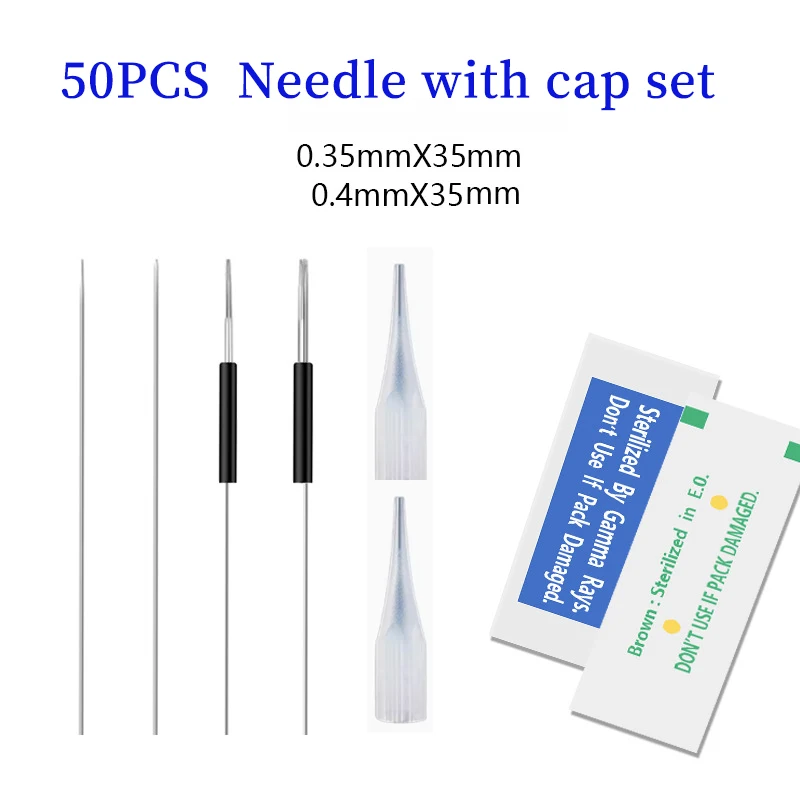 50set mesin tato Cartridge 3R + Cap 0.35*35mm untuk Vietnam tato alis mesin Microblading jarum perlengkapan permanen