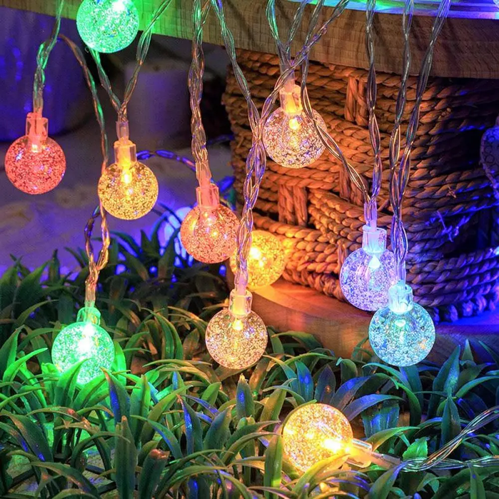 LED Solar Powered Bubble Ball String Lights Outdoor Garden Patio Waterproof For Osram Wedding Festival Party Decorative Light