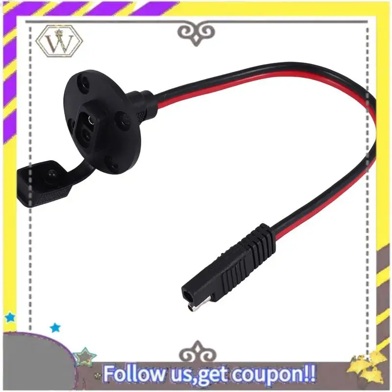 ABXV-SAE Connector - SAE Power Socket Sidewall Port, Solar Weatherproof SAE Quick Connect Solar Panel Mount, 12AWG SAE Cable For