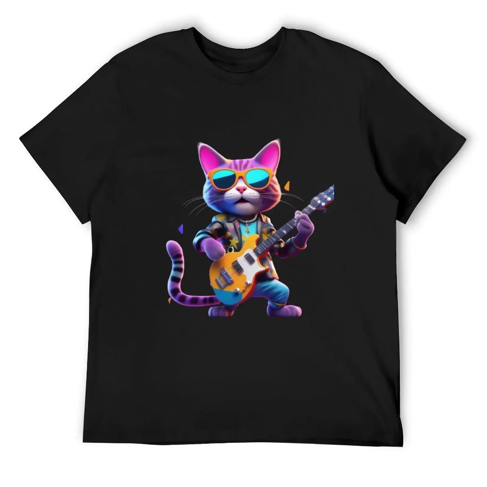 

A Cat Who Is The Essence Of A Cool And Funky Guitarist T-Shirt plus sizes customs shirts graphic tee men