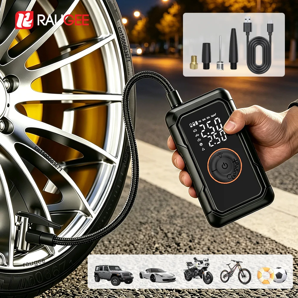 Portable Tire Inflator Wireless Car Air Compressor Fast Inflation Electric Air Pump for Motorcycle Bike Portable Inflation Pump