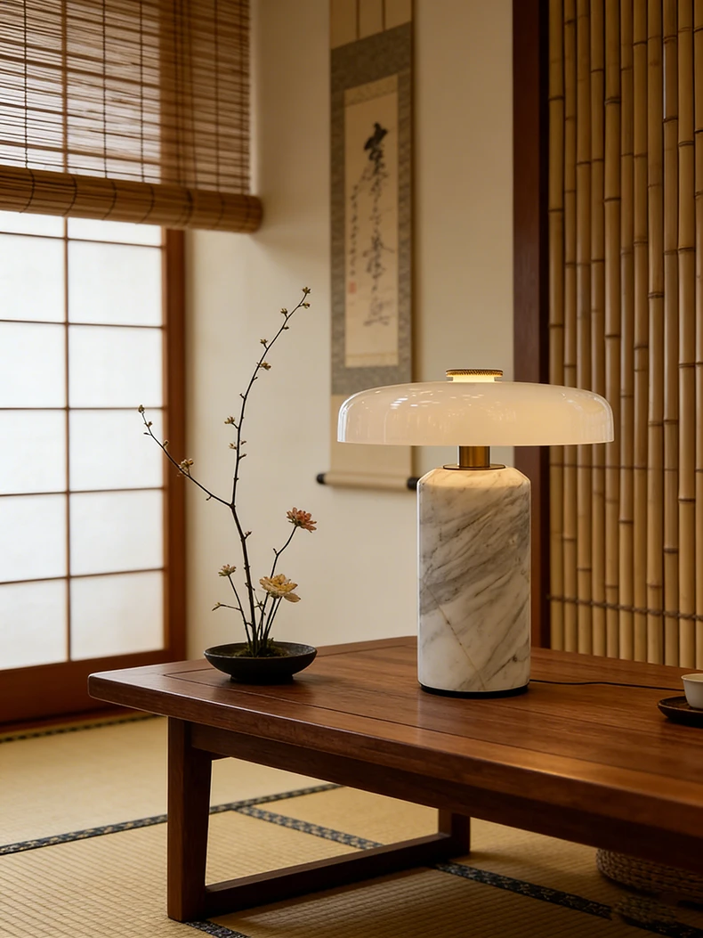 Natural White Marble Table Lamp Atmosphere Home Glass