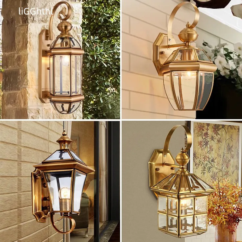 Modern Wall Lamps Light Outdoor Waterproof Sconce Contemporary Brass Copper for Home  Balcony Courtyard  Corridor