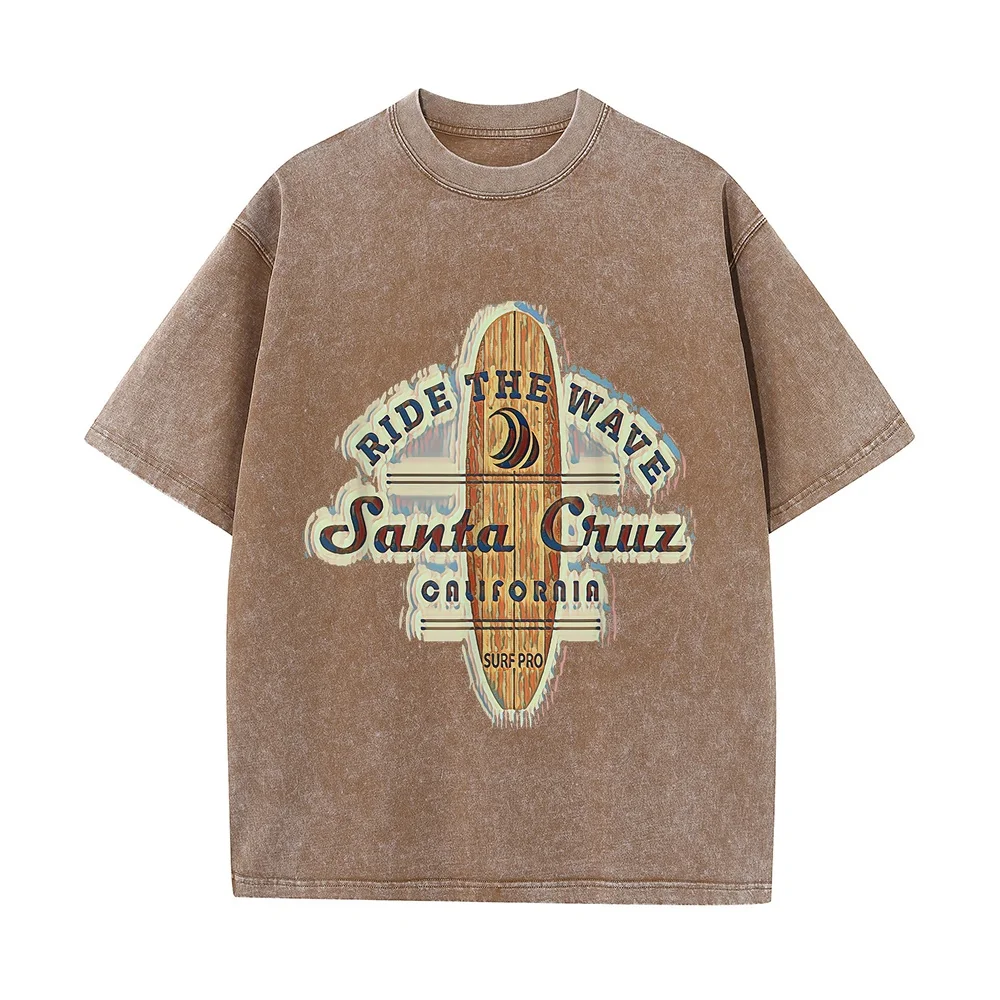 Santa Cruz Surfer Surfboard Vintage Tshirt 한국인 Playeras Para Hombres Gift Idea For Dad Cotton T Shirt Humor Summer Top Casual