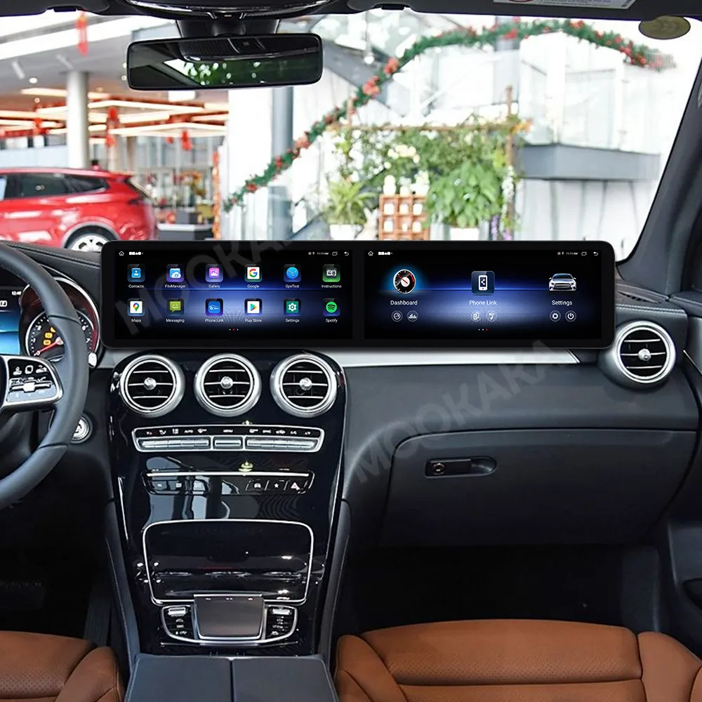 راديو تلقائي أندرويد Carplay 24.6 "لمرسيدس بنز C الفئة GLC 2019 2020 شاشة مزدوجة سيارة ستيريو مشغل وسائط متعددة لتحديد المواقع والملاحة #2