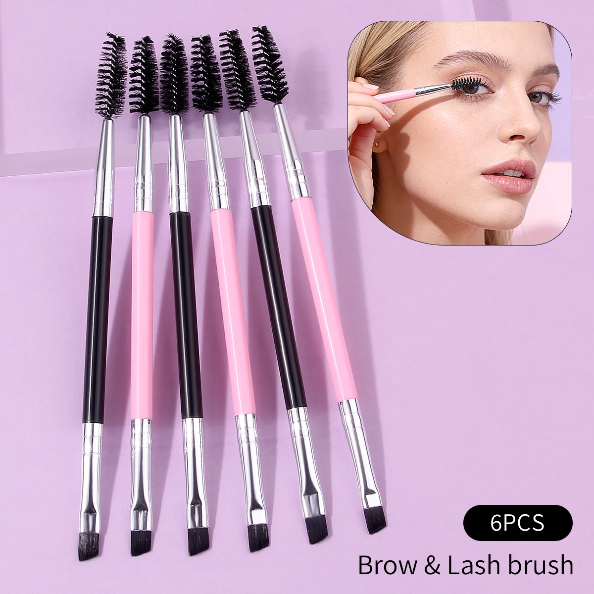 6 pinceaux doux à double pointe pour sourcils, pinceaux pour eye-liner, pinceaux de précision, pinceaux de maquillage portables multifonctionnels, outils de maquillage pour les yeux