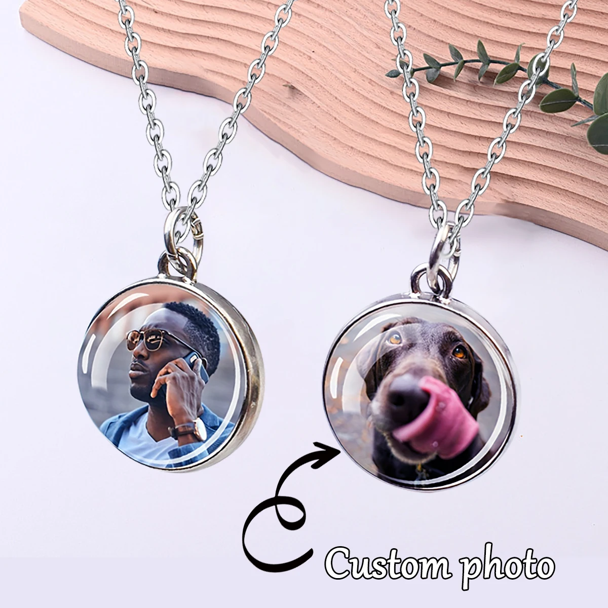 

1 шт., ювелирное ожерелье по индивидуальному заказу, сферическое стеклянное ожерелье, кулон, индивидуальный фото, памятный подарок