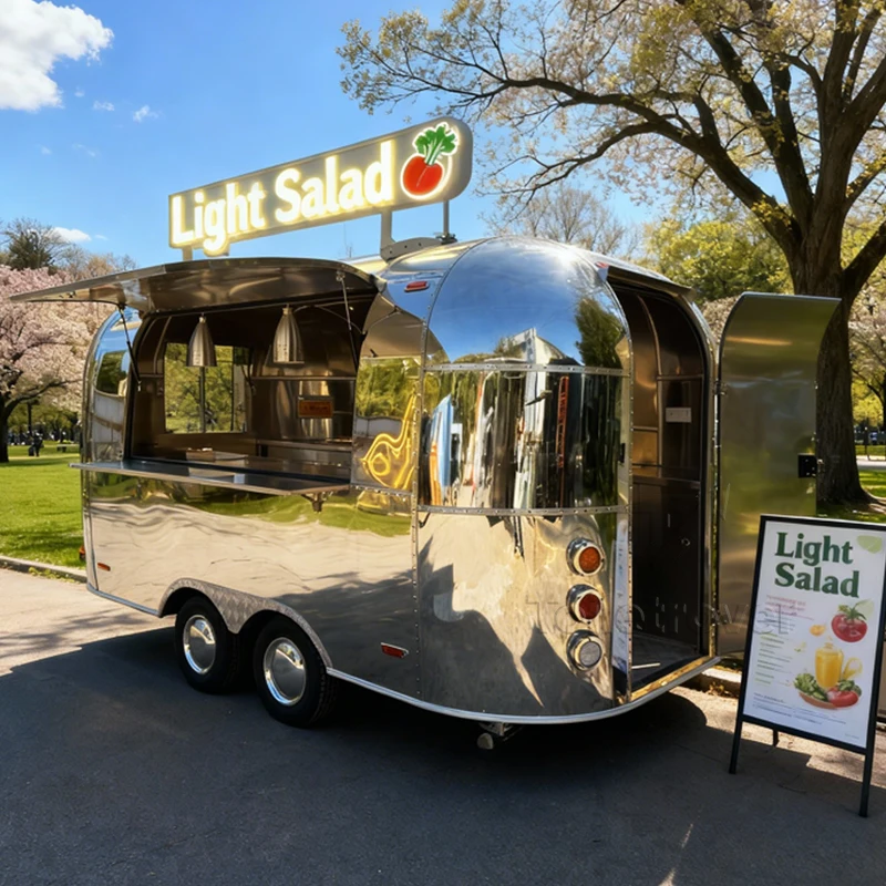 

Premium Quality Fully Equipped Aluminum Food Cart and Truck Trailer with Full Kitchen for Fast Food Restaurants