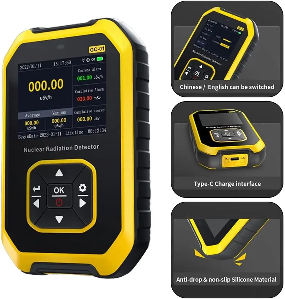 Portable GC-01 Geiger Counter Nuclear Radiation Measurement Detector Alpha Beta Gamma X-ray Radioactivity Tester Marble Detector
