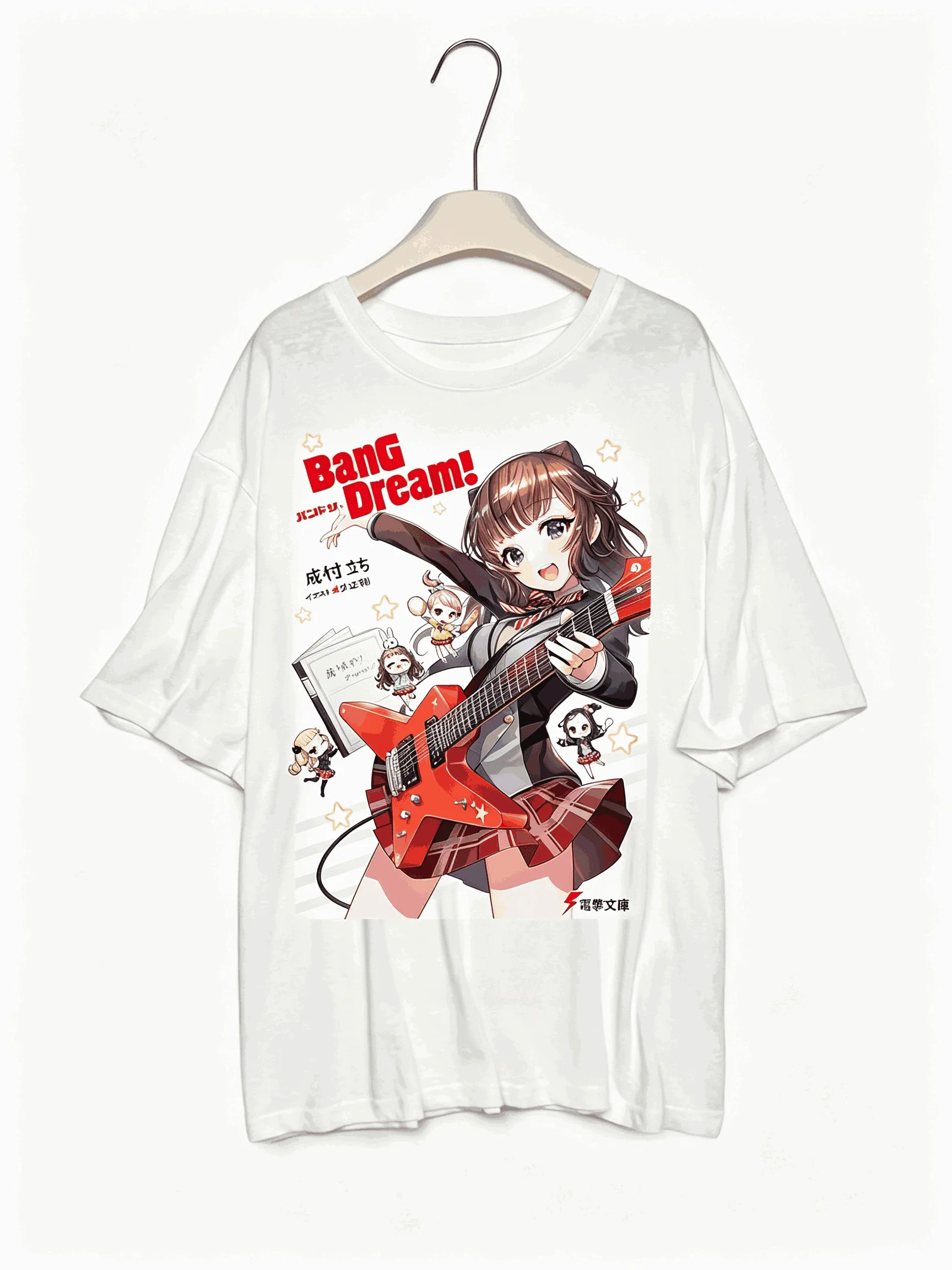 BanG Dream! Printed Cotton Neutral O-Neck Short Sleeve Streetwear Trendy Cotton Oversized Unisex Vintage Loose Breathable soft