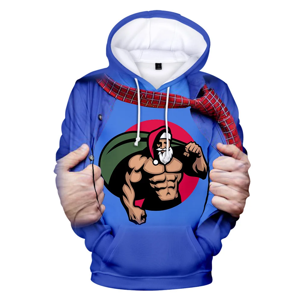 2023 Herfst/Winter Trui Kersttrui Kerstmuts Saint Kerst Hert Digitale Print Hoodie Trui Mannen En Vrouwen A03