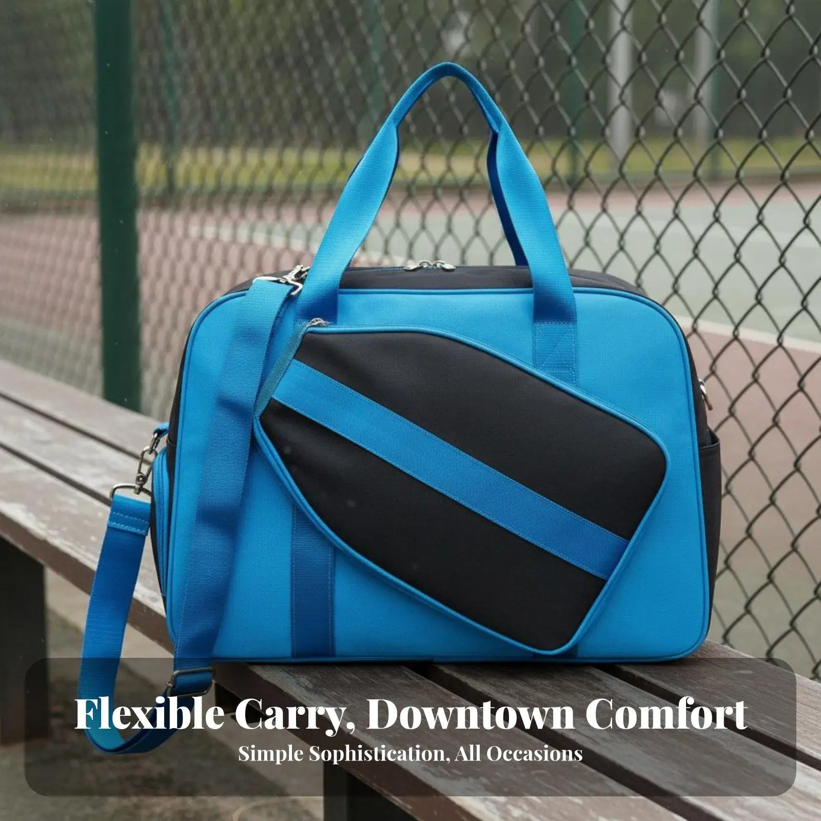 Wear Resistant Tennis Tote Bag Pickleball Paddle Holder Leather Fabric Duffel for Badminton Gym Weekend Travel