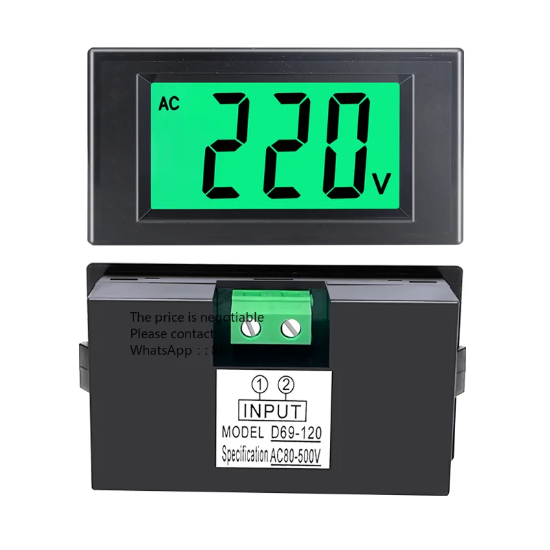 

Цифровой вольтметр переменного тока 110 В 220 В 380 В измерительный прибор зеленый светло-голубой свет дисплей D69-20 120