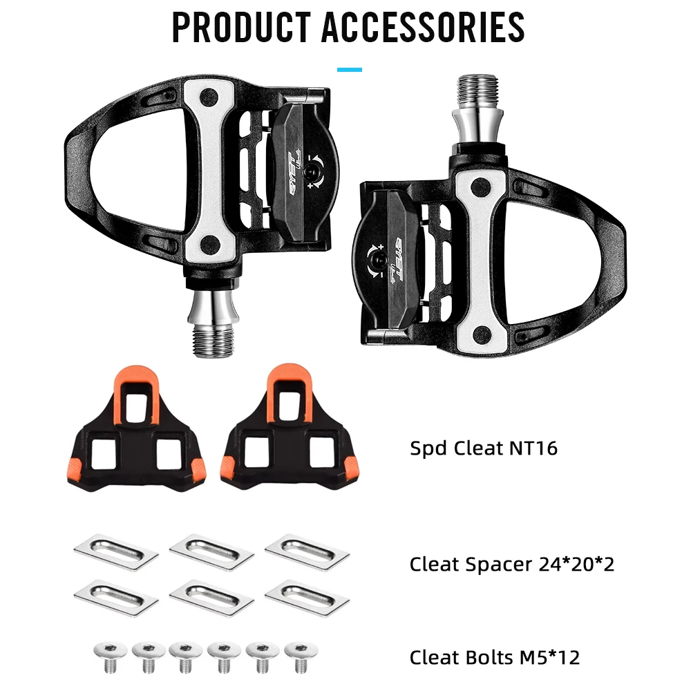 2024 RYET Carbon Road Bike Pedal with Cleats 3 Bearings Ultralight Clipless Cycling Pedal 218g Compatible with SPD-SL System