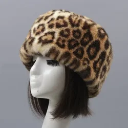 Faux Fur Hats for Women Winter Autumn Fluffy Russian Hat Winter Cap Female Beanies Solid Color Leopard Print Bonnets