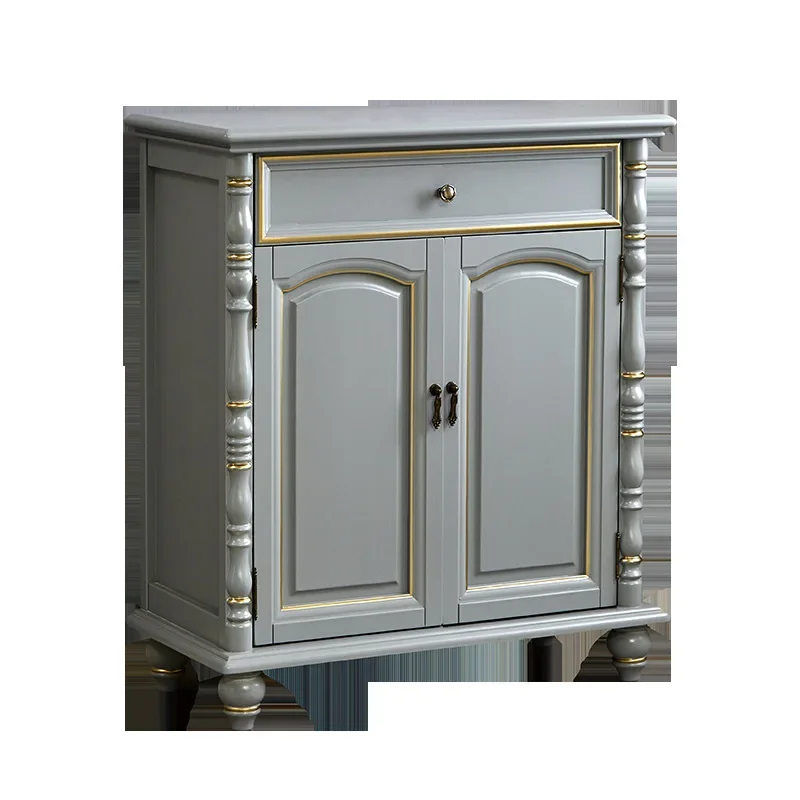 

FG26American rural solid wood double door shoe cabinet advanced gray multi-functional storage light luxury cabinet