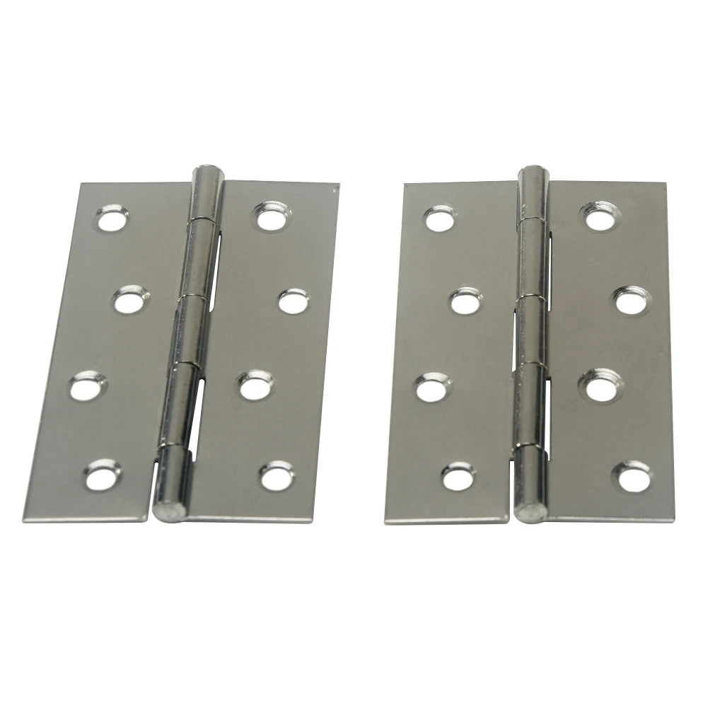 2pcs Durable Silver Furniture Cupboard Bilateral Clip 2 3 4 Inch Easy Install Cabinet Stainless Steel Home Butt Hinge