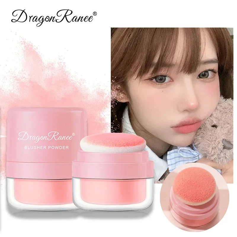 Cheek Tint Blusher Powder Lasting Natural Mineral Loose Powder Multi-purpose Peach Pink Rouge Pigments with Sponge Cosmetic Tool