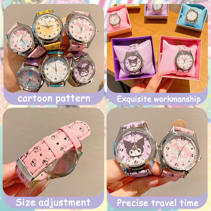 Sanrio cartoon watch Kuromi Pointer Watch Hello Kitty cute toys Watch boys and girls watch gift with gift box Christmas gifts