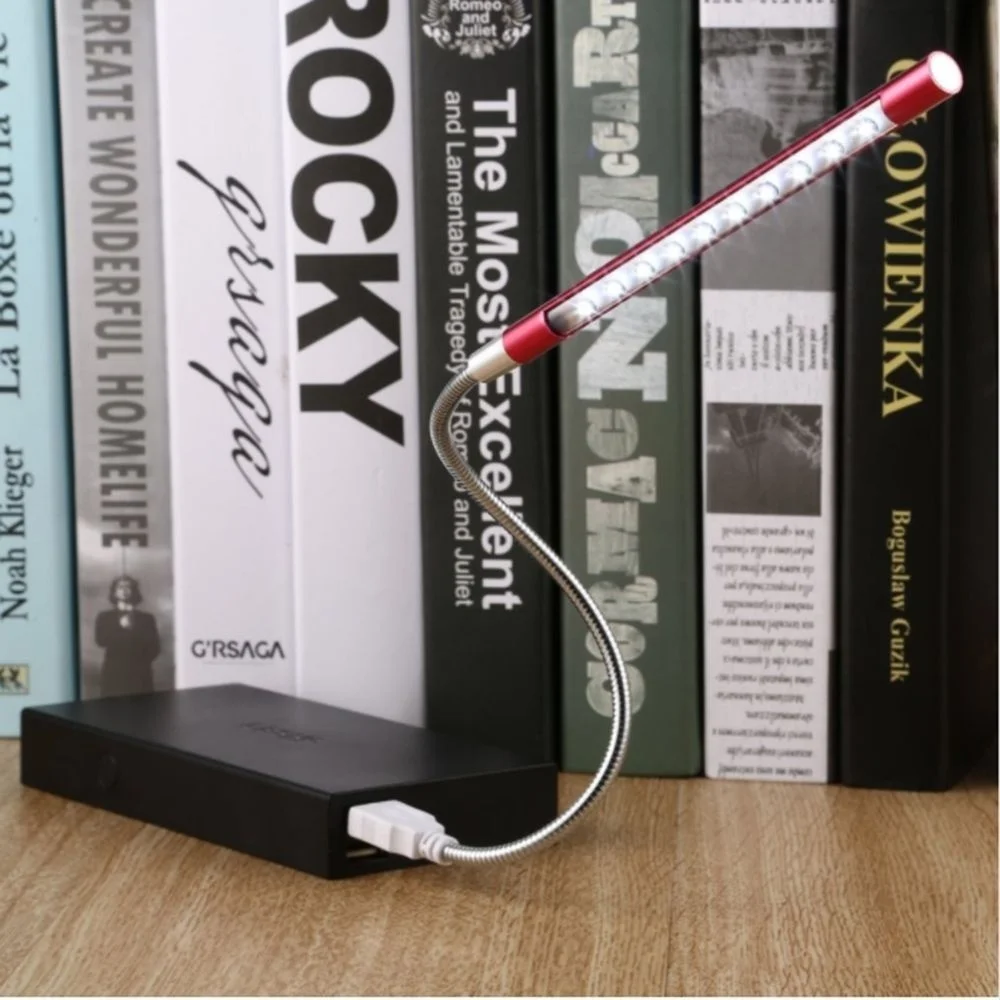 Super Bright Mini 10 Leds Usb Light Flexible Metal Led Lamp Book Reading Lights For Notebook Laptop Pc Computer 5 Colors