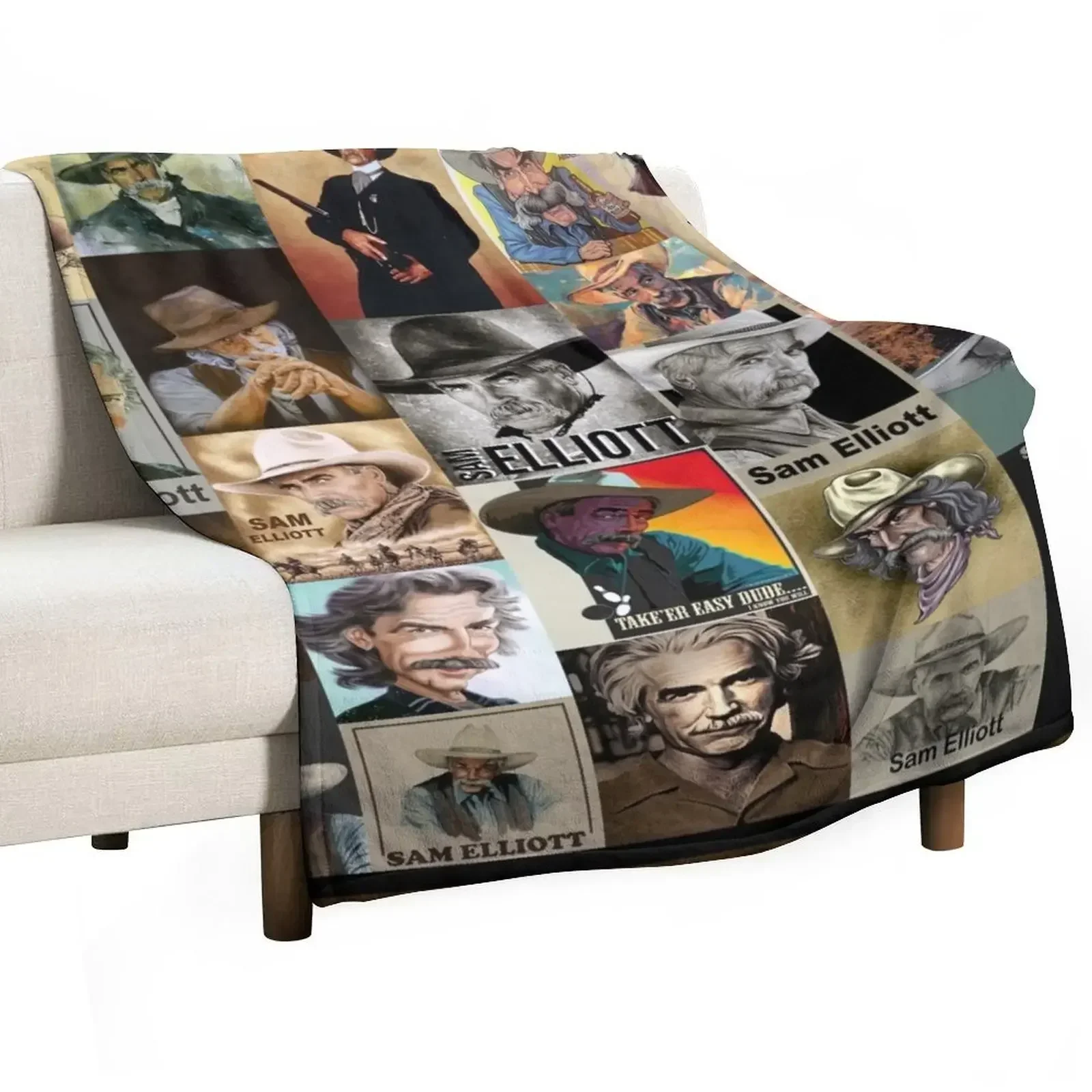 

M Sam Elliott Quilt For Fan Throw Blanket blankets ands Furry Quilt Beautifuls Blankets