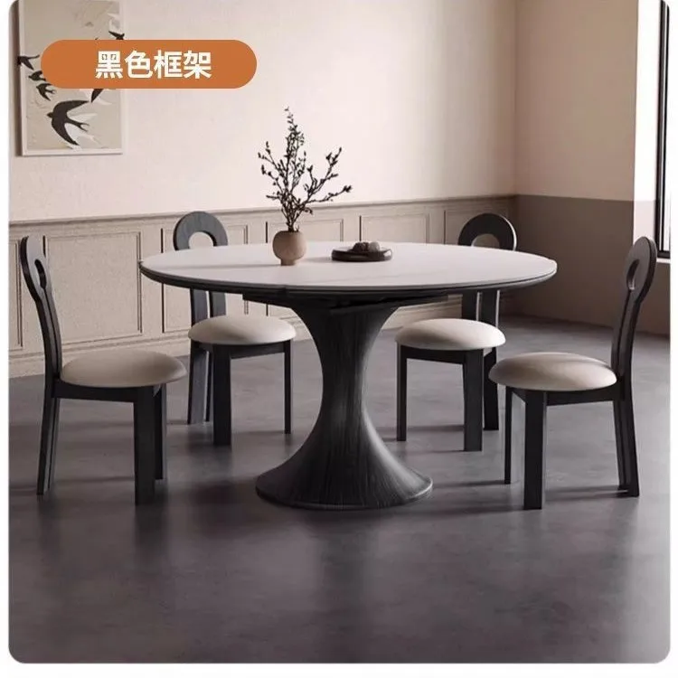 

Customizable rock slab medium antique dining table solid wood chair small apartment retractable table
