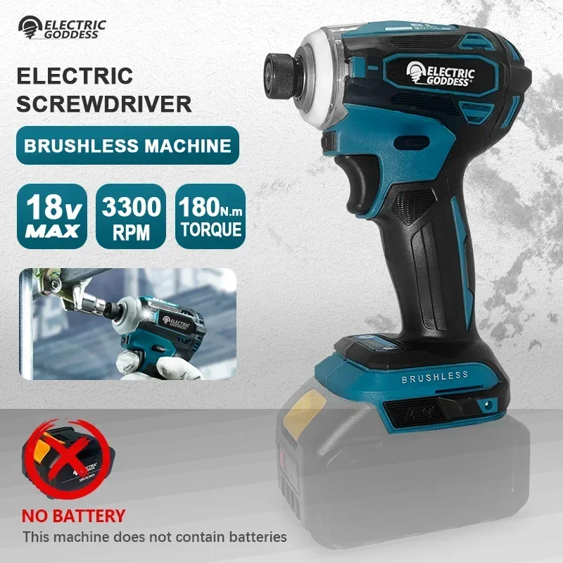 

DTD171 180N.m Electric Goddess Brushless Cordless Electric Screwdriver Multifunctional Adjustable Speed Motor Power Tool