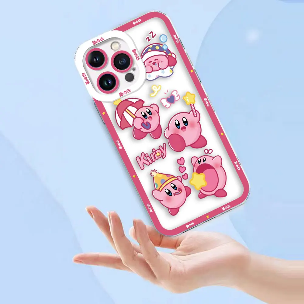 Etui na telefon z motywem kreskówkowym, uroczym Kirby, przezroczyste, do OPPO A98 A94 A92 A79 A78 A74 A60 A58 A57 A55 A54 A53 A17 A16 A15 A9 A5 A3 A5X