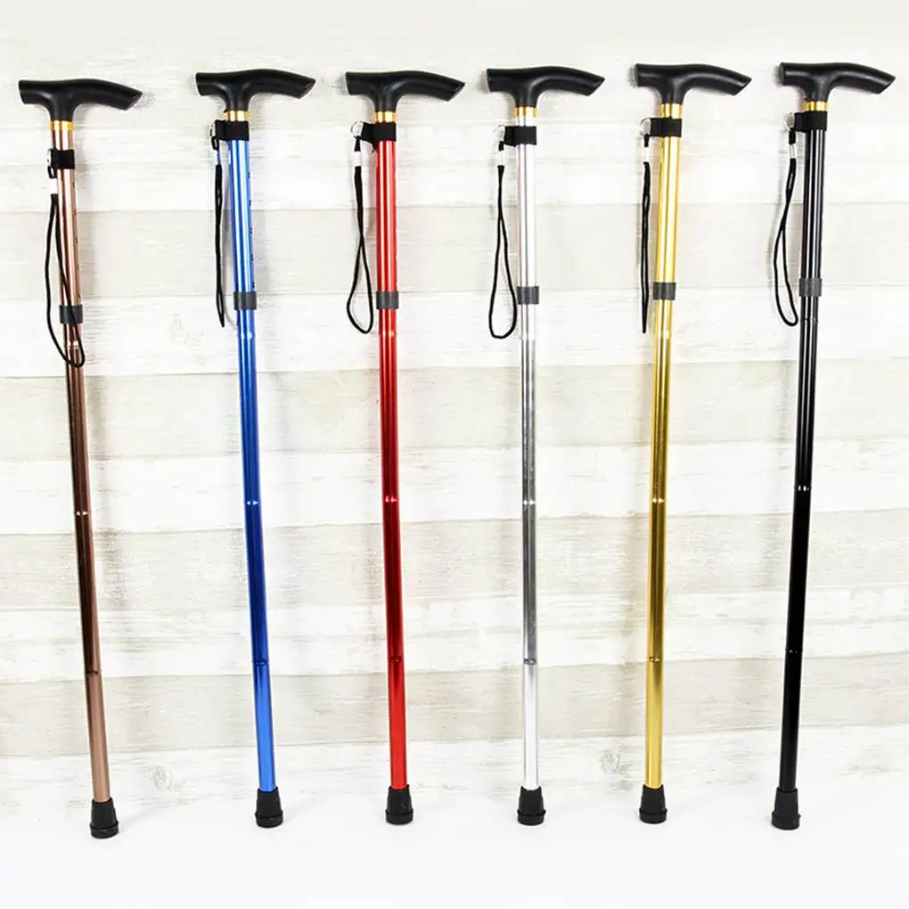 Adjustable Collapsible Canes Portable Walking Aid Sticks for Seniors with Cushion Handle for Outdoor Trekking Hiking