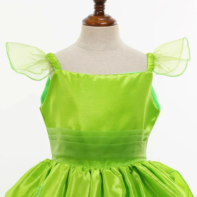 Tinkerbell Costume For Girls Flower Fairy Cosplay Outfits Kids halloween Tinker bell Green Princess Gown Children Birthday Gift