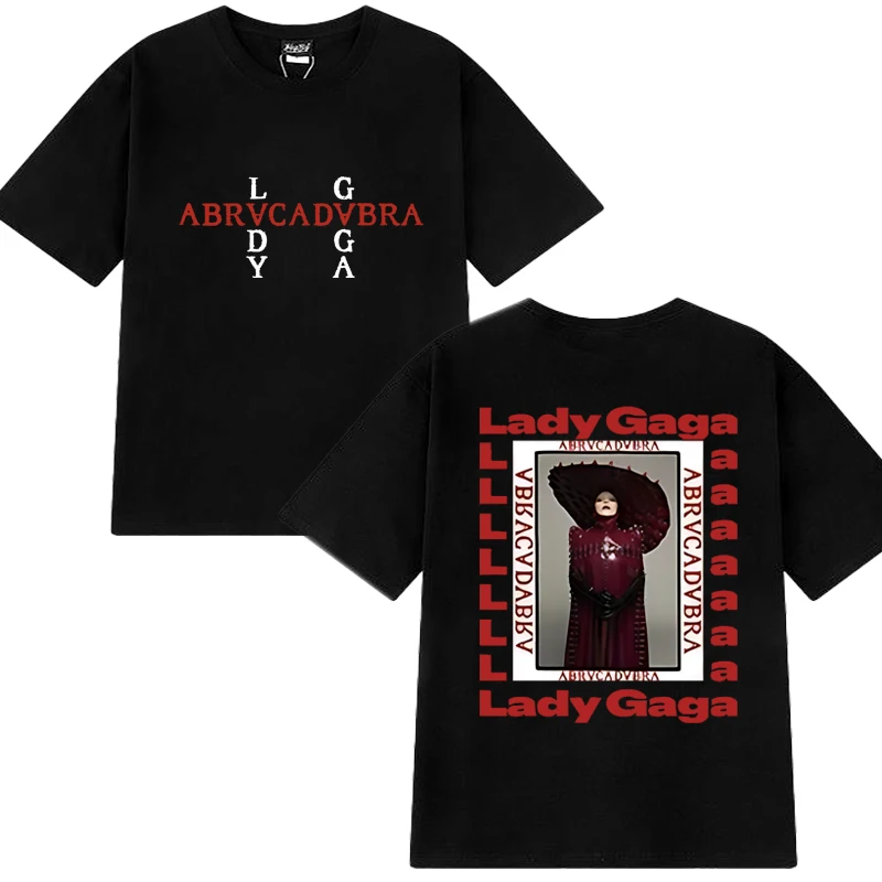 

New in Lady Gaga Abracadabra Double Sided print T shirts 2025 Men Women Fashion Y2k short sleeve T-shirt Unisex 100% Cotton Tops