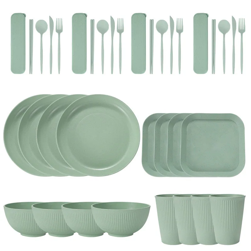 36-Piece Wheat Straw Dinnerware Set 16