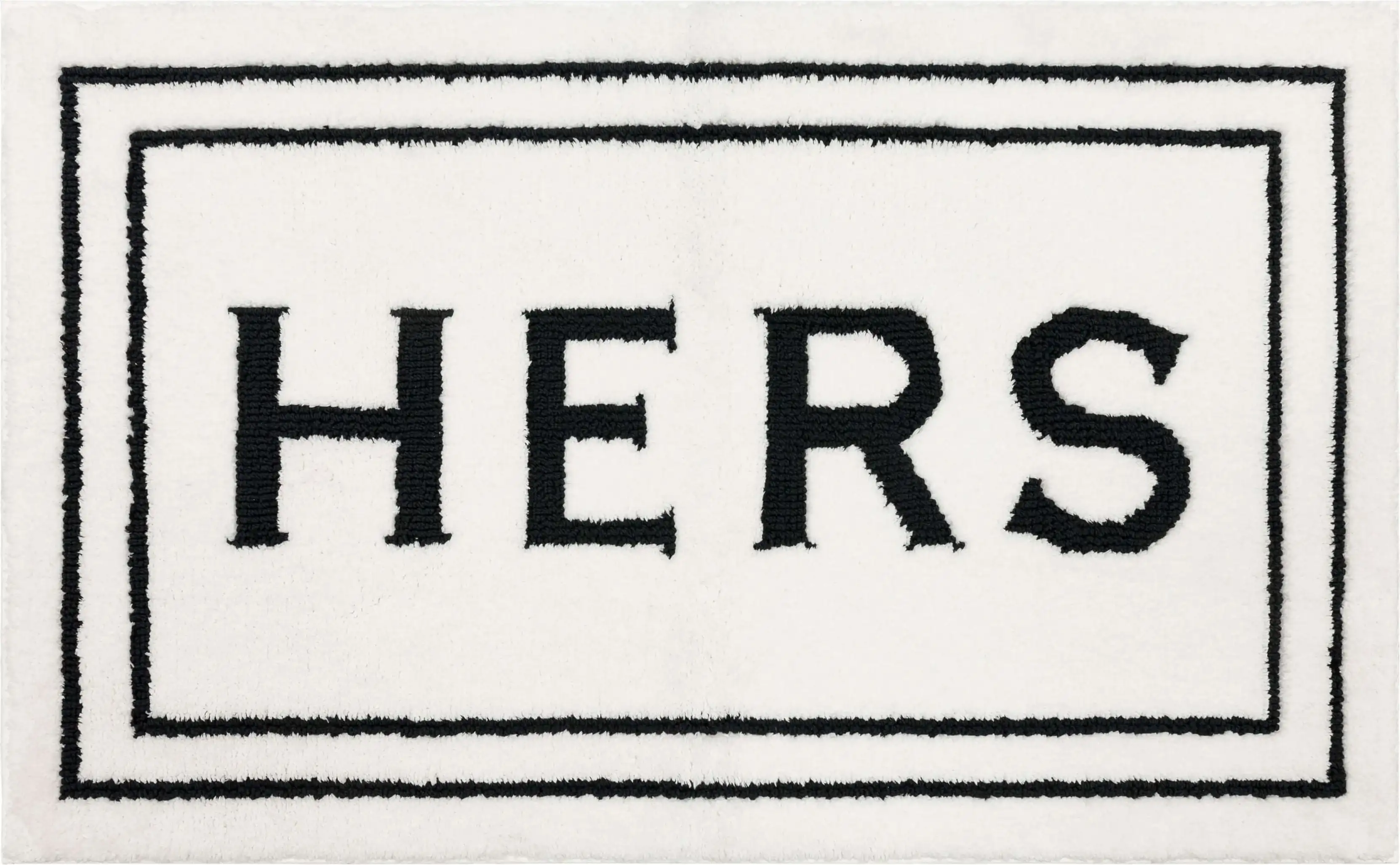 

Hers Knited Washable Polyester Non-Slip Bath Mat, White and Black, 2' X 3'4