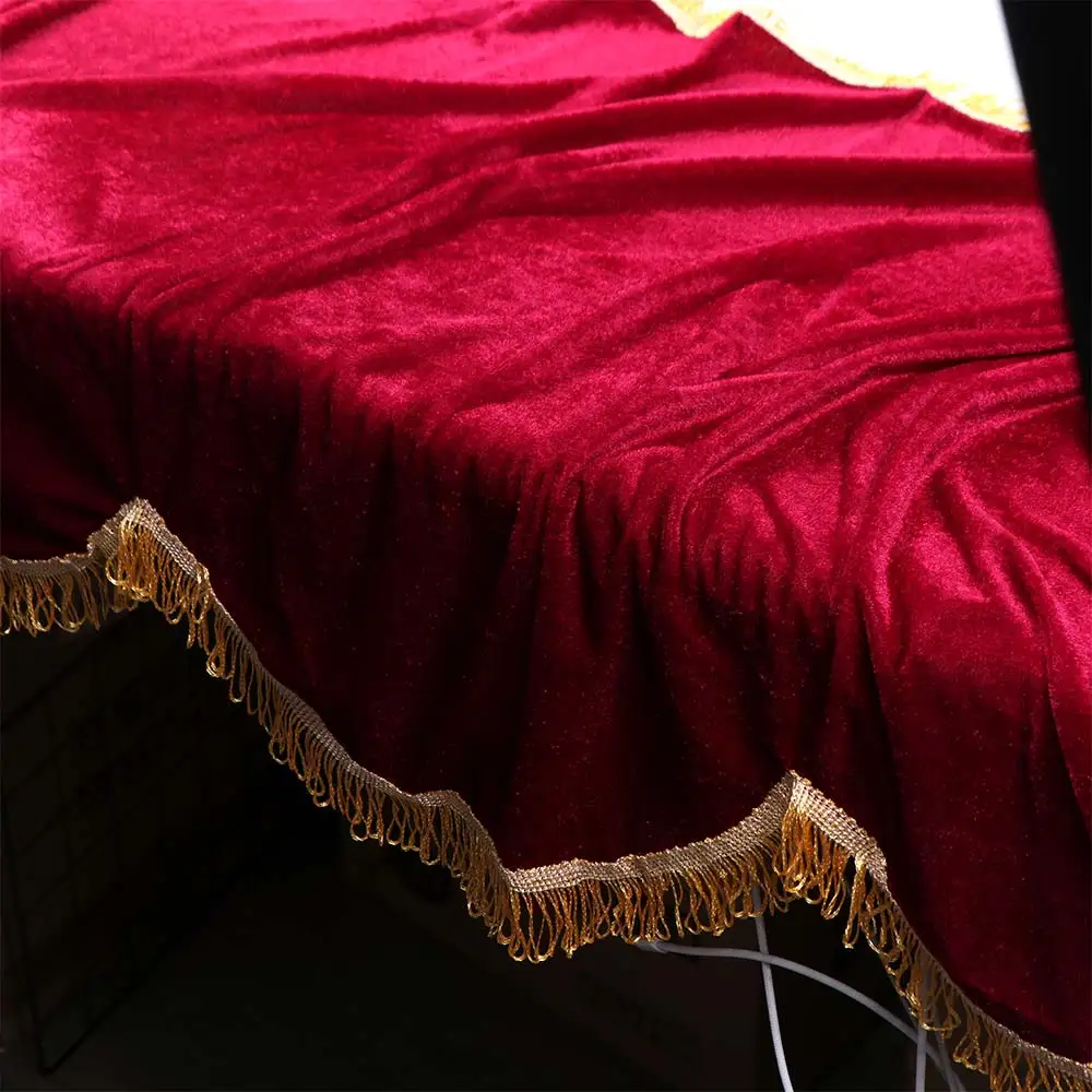Funda Antipolvo para Piano Rojo y Morado con Borlas de Terciopelo - imagen 3