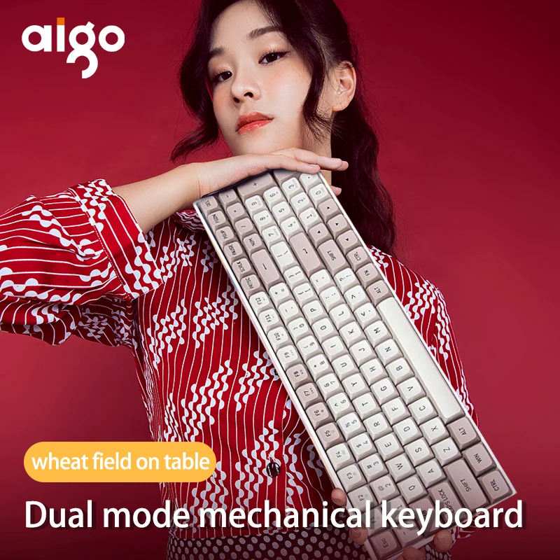 

Aigo A100 Gaming Mechanical Keyboard Wired Blue Switch 100 Key Hot Swap 2.4G Wireless USB Type-c Rechargeable Gamer Keyboard