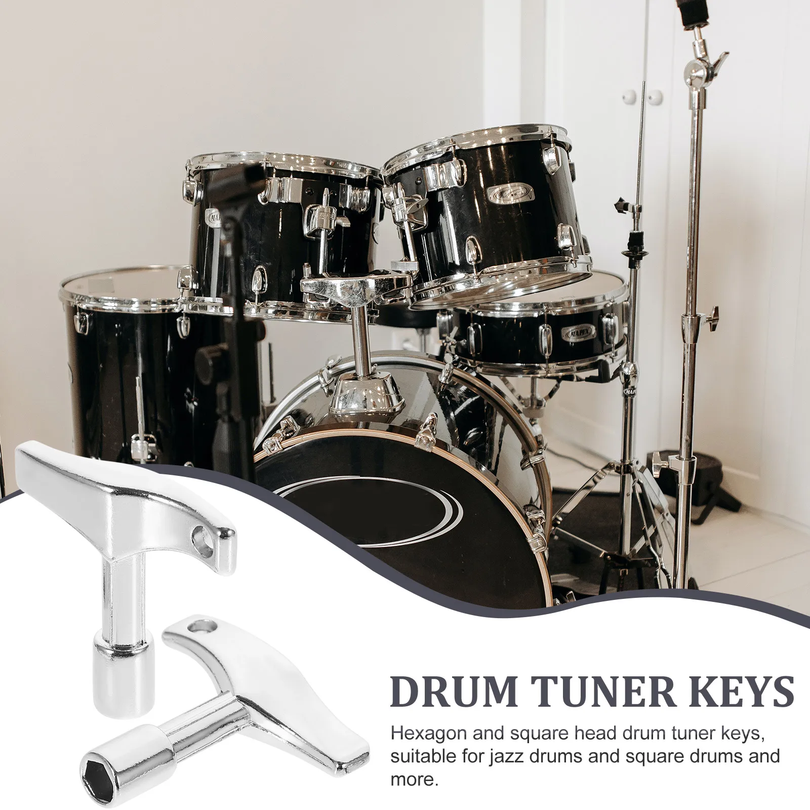 

2 Pcs Drum Keys for Tuning Drums Tuner Accessories Wrench Metal Tool Percussion Wrenches Snare