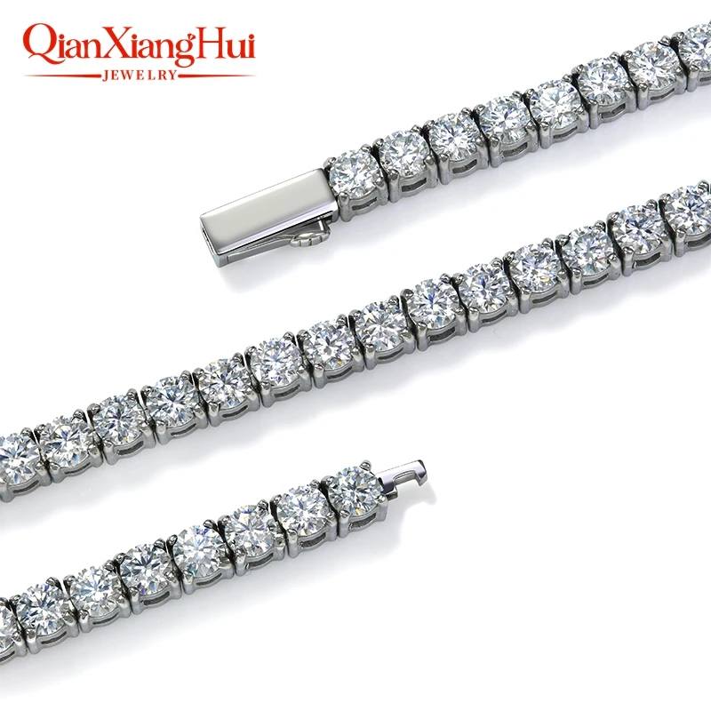 Stainless Steel Silver Color Tennis Bracelet 3mm White D VVS Moissanite Unisex Jewelry for Swimming And Bathing