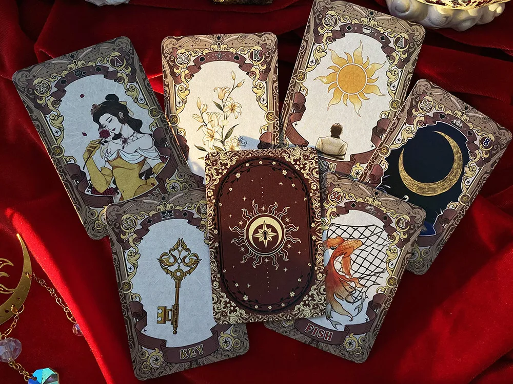 Märchenhafte Traum-Lenormand-Karten 44 Karten Vintage Märchen-Orakel-Deck Wahrsagerei Zukunftsdeutung Hexen-Karten mit Goldrand – Detail 12