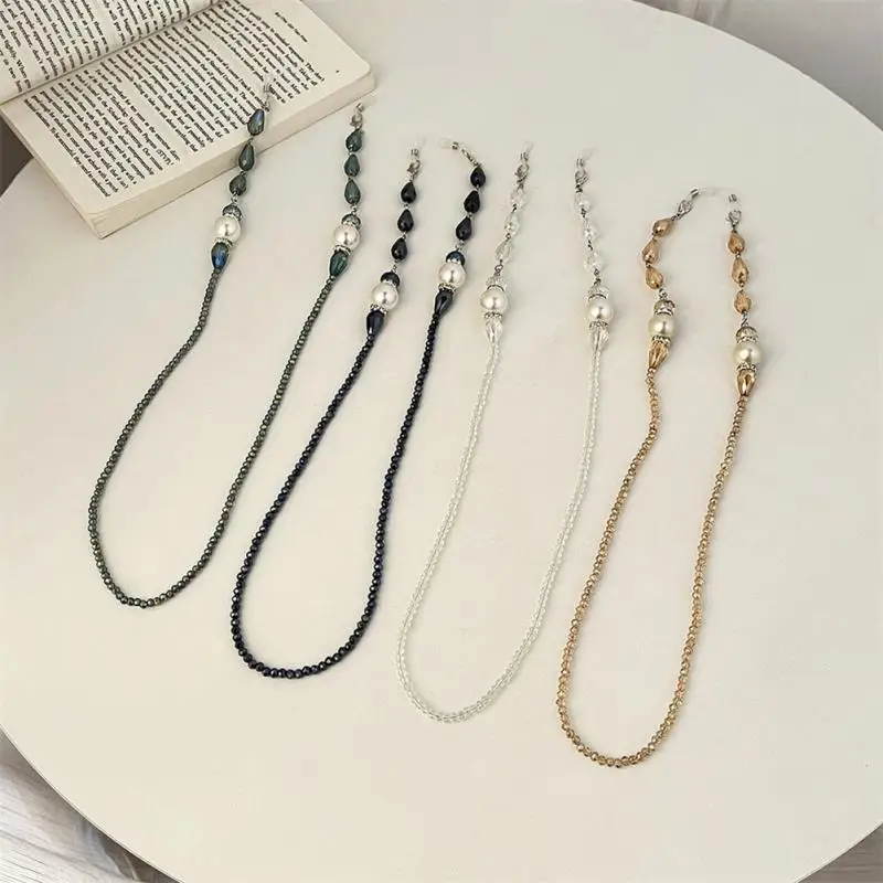 Fashion Beads Mask Glasses Dual-use Lanyard Glasses Chain Buckle Crystal Knotted Woven Necklace Anti-drop Lanyard Mask Chain