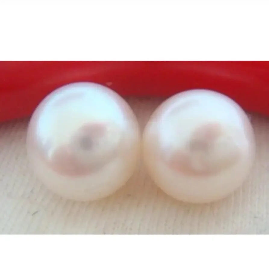 elegant 10-11mm natural Australian south sea white loose pearl earrings