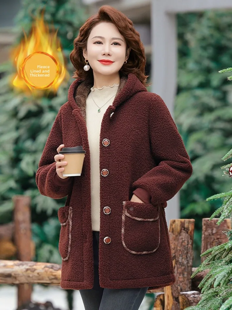 

Теплая зимняя куртка-пуховик Thiened Particle Fce с капюшоном для мам, осенне-зимняя хлопковая одежда, женская мода